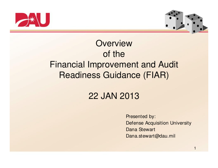 overview of the financial improvement and audit readiness
