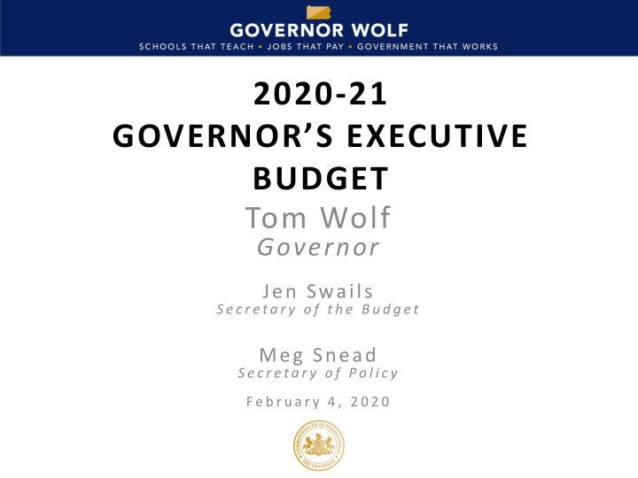 2020 21 governor s executive budget