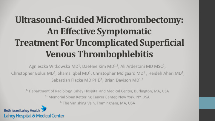 ultrasound guided microthrombectomy an effective