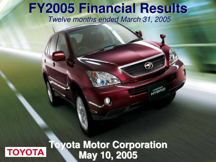 fy2005 financial results fy2005 financial results