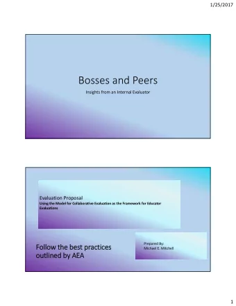 Bosses and Peers  Insights from an Internal Evaluator  Evaluation Proposal  Evaluation Proposal