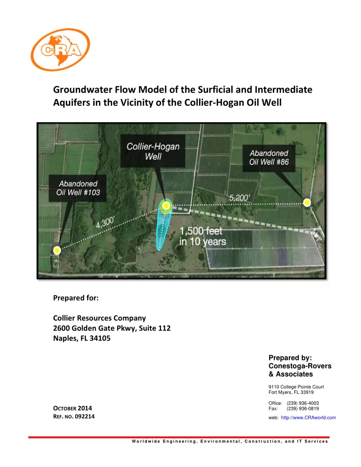 groundwater flow model of the surficial and intermediate
