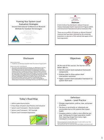 Disclosure  Objectives  Obesity Intervention    Funded thru the Minnesota Statewide Health