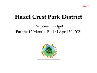 Hazel Crest Park District  Proposed Budget  For the 12 Months Ended April 30, 2021  FY20 YTD