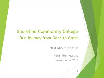Shoreline Community College  Our Journey from Good to Great  FIRST WHO, THEN WHAT  Admin Team