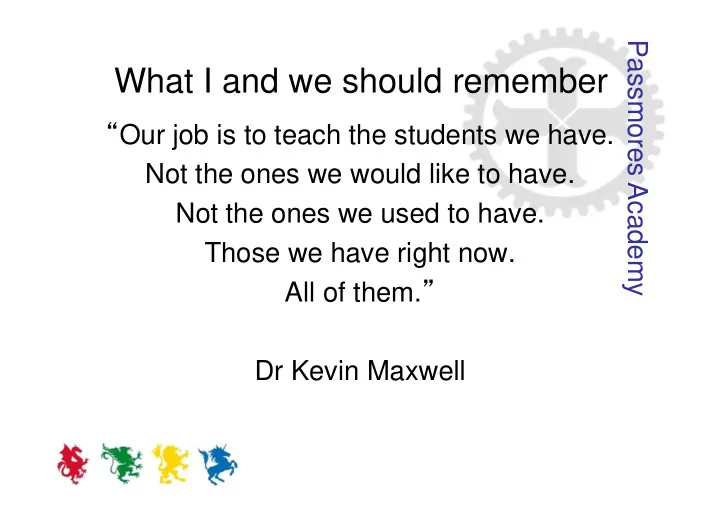 what i and we should remember