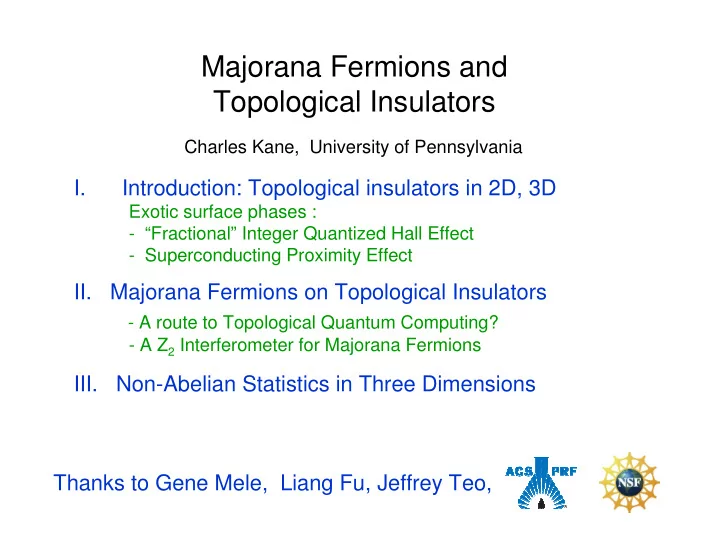 majorana fermions and topological insulators