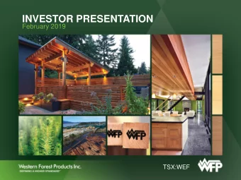 INVESTOR PRESENTATION  February 2019  TSX:WEF  Forward Looking Statements and Non-GAAP  Financial