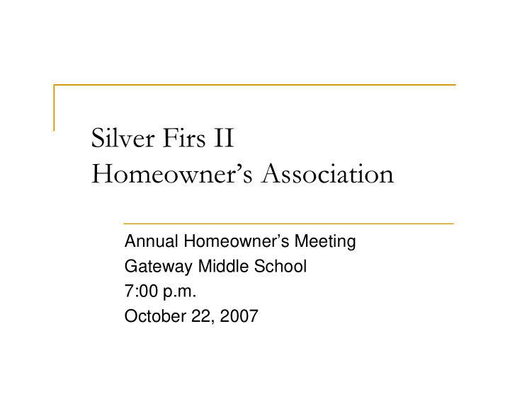 silver firs ii homeowner s association