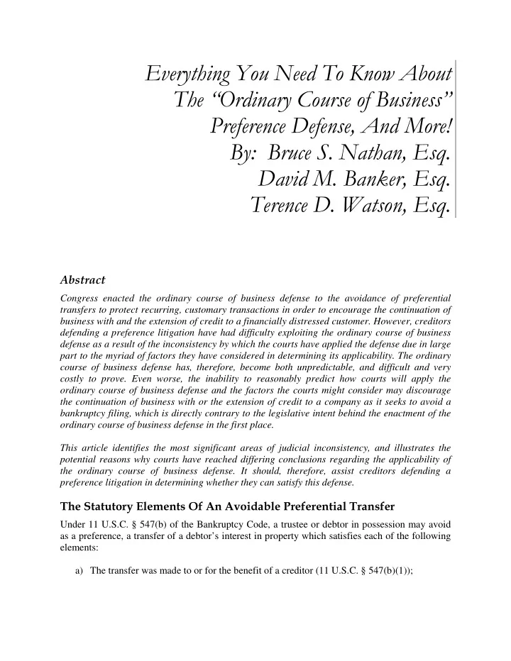 everything you need to know about the ordinary course of