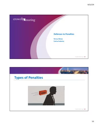 Types of Penalties  Crowell &amp; Moring | 106  53  9/12/19  Types of Penalties  Delinquency