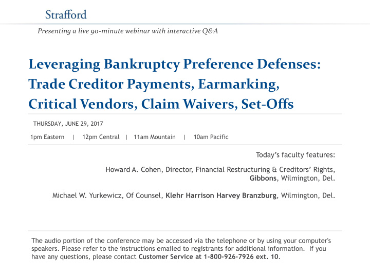 leveraging bankruptcy preference defenses trade creditor