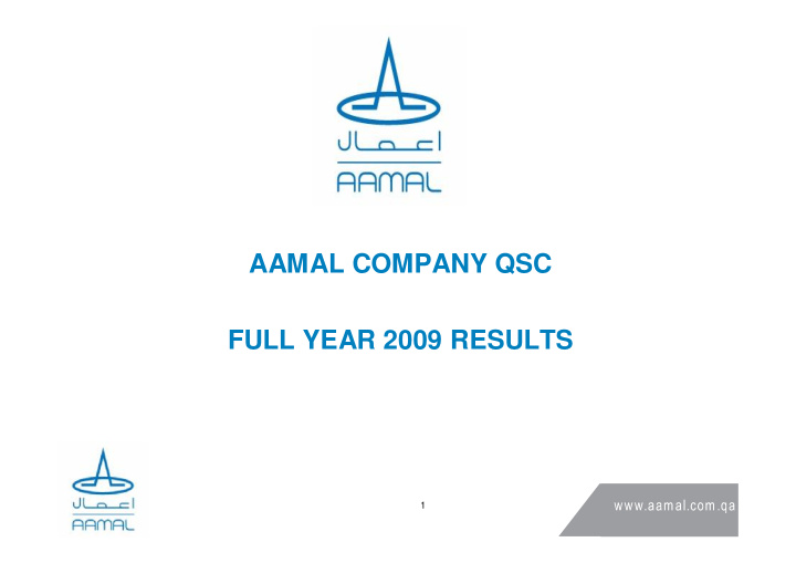 aamal company qsc full year 2009 results