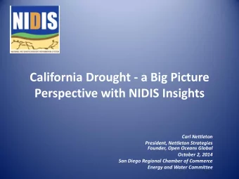California Drought - a Big Picture Perspective with NIDIS Insights  Carl Nettleton President,