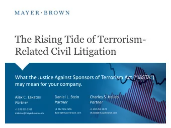 The Rising Tide of Terrorism-  Related Civil Litigation  What the Justice Against Sponsors of