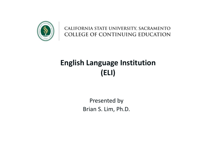 english language institution eli