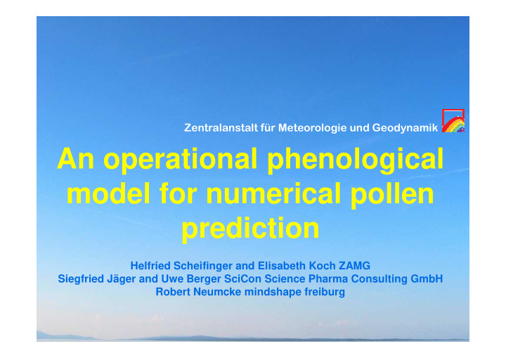 an operational phenological model for numerical pollen