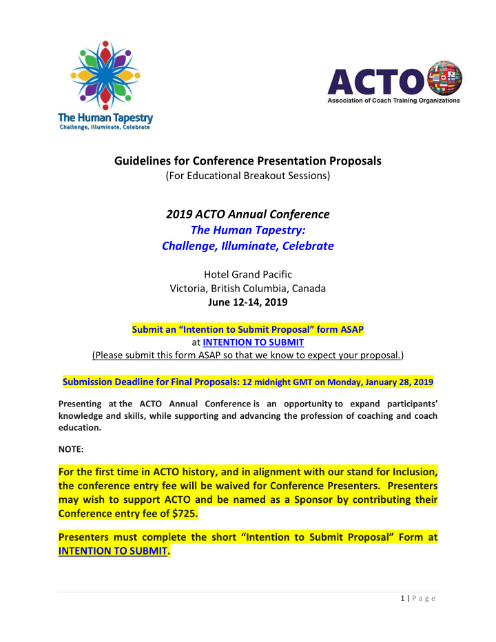 guidelines for conference presentation proposals