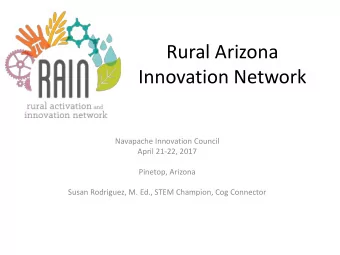 Rural Arizona  Innovation Network  Navapache Innovation Council  April 21-22, 2017  Pinetop,