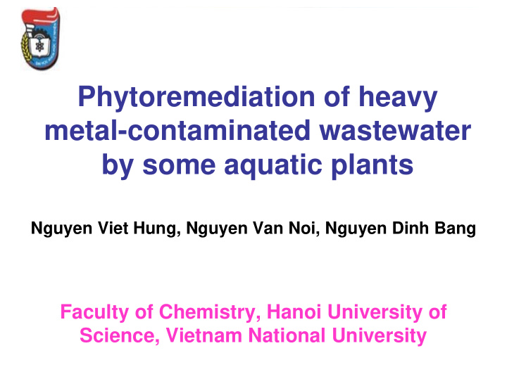 phytoremediation of heavy metal contaminated wastewater