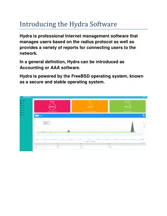 Introducing the Hydra Software  Hydra is professional Internet management software that  manages