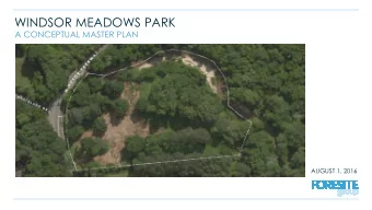 WINDSOR MEADOWS PARK  A CONCEPTUAL MASTER PLAN  AUGUST 1, 2016  SURVEY  WINDSOR MEADOWS PARK  SITE