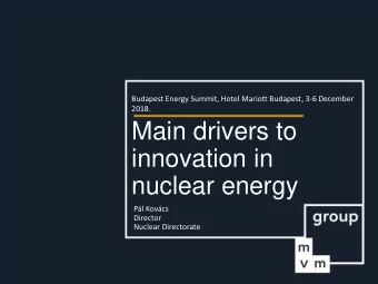 Main drivers to  innovation in  nuclear energy  Pl Kovcs  Director  Nuclear Directorate  The