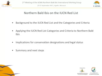 Northern Bald Ibis on the IUCN Red List    Background to the IUCN Red List and the Categories