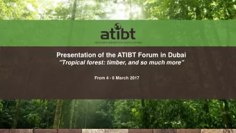 Presentation of the ATIBT Forum in Dubai  &quot;Tropical forest: timber, and so much more&quot;
