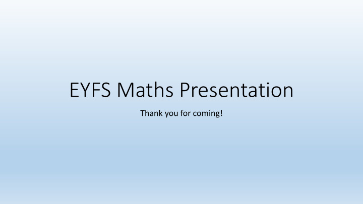 eyfs maths presentation