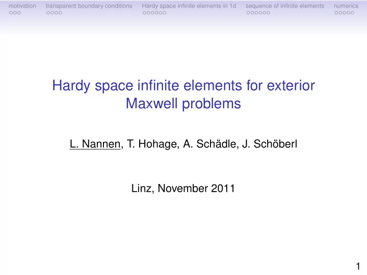 hardy space infinite elements for exterior maxwell