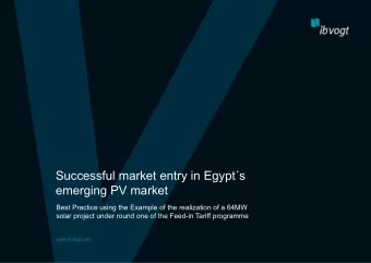 Successful market entry in Egypts  emerging PV market  Best Practice using the Example of the
