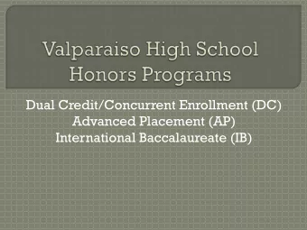 Dual Credit/Concurrent Enrollment (DC)  Advanced Placement (AP)  International Baccalaureate (IB)