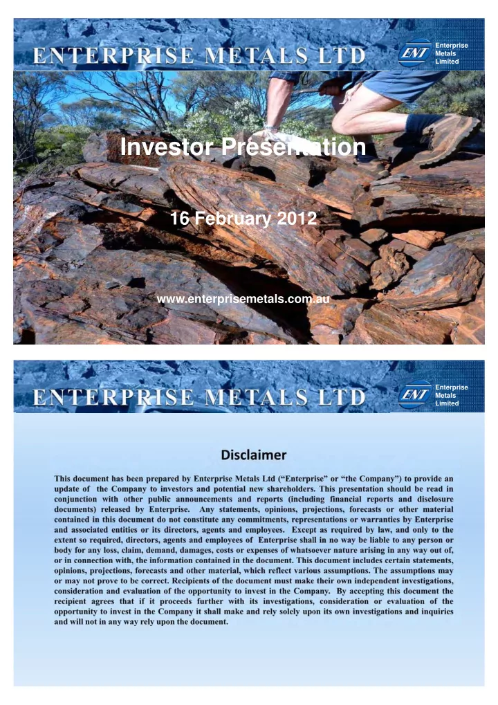 enterprisemetals com au enterprise metals limited