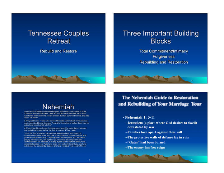tennessee couples three important building retreat blocks