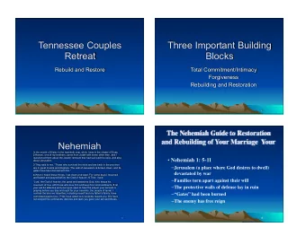 Tennessee Couples  Three Important Building  Retreat  Blocks  Rebuild and Restore  Total