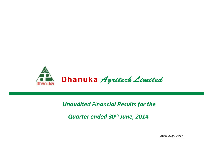 dhanuka agritech limited dhanuka agritech limited