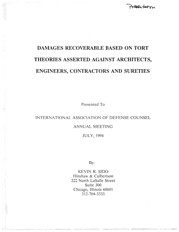 damages recoverable based on tort theories asserted