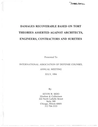 DAMAGES RECOVERABLE BASED ON TORT  THEORIES ASSERTED AGAINST ARCHITECTS,  ENGINEERS, CONTRACTORS
