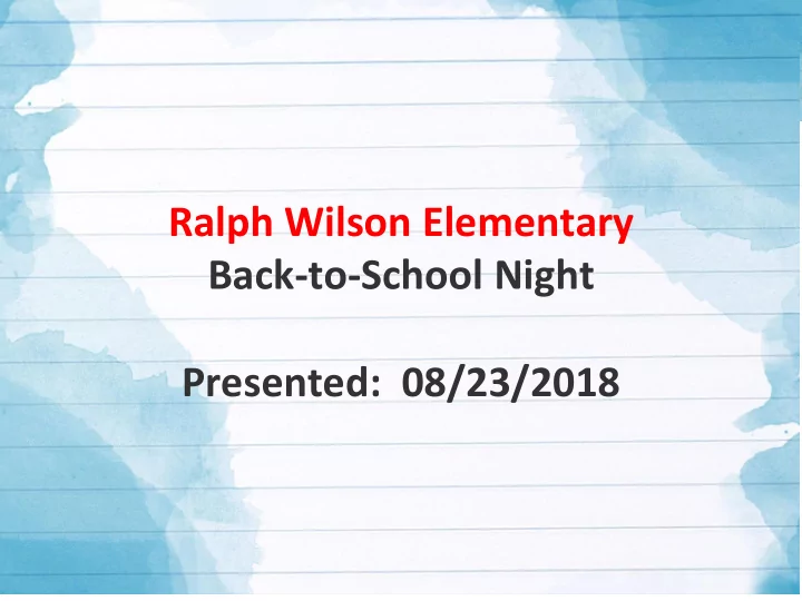 back to school night