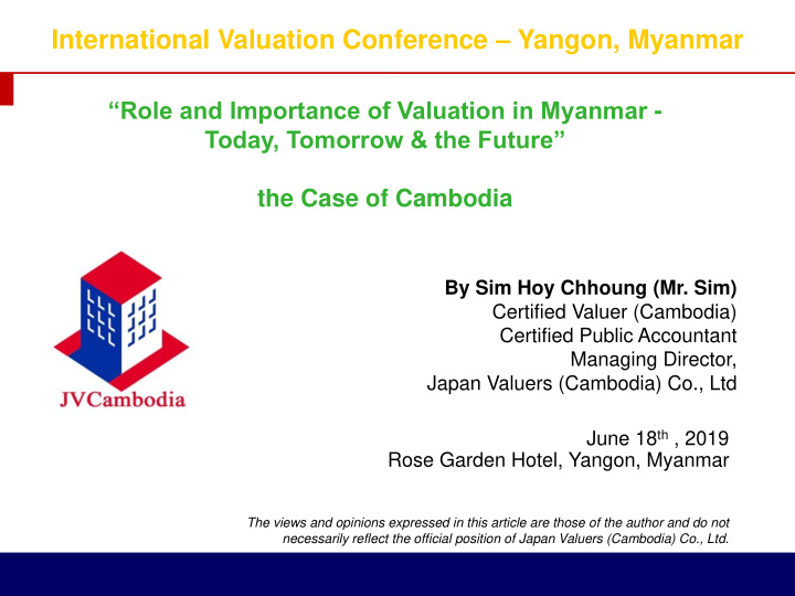 international valuation conference yangon myanmar