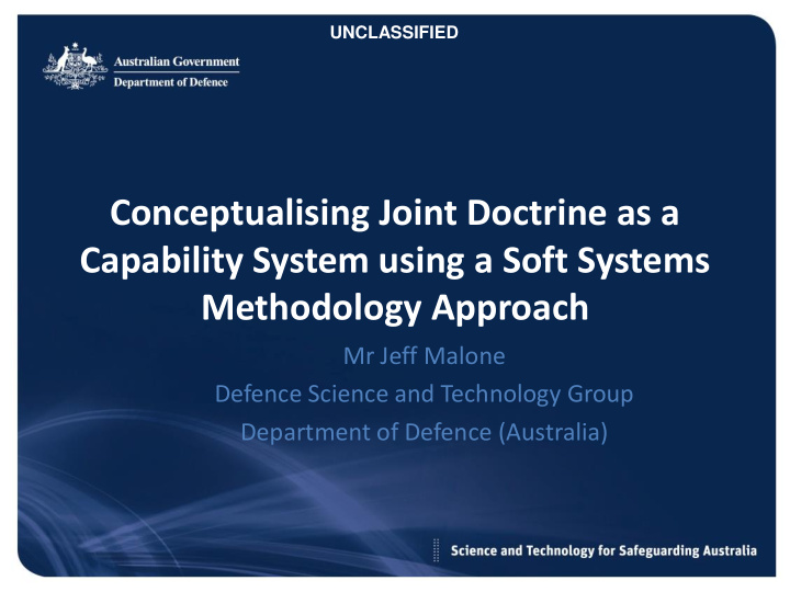 conceptualising joint doctrine as a capability system