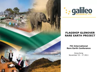 FLAGSHIP GLENOVER  RARE EARTH PROJECT  7th International Rare Earth Conference  Hong Kong  November