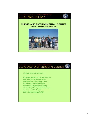 CLEVELAND TOOL DAY  CLEVELAND ENVIRONMENTAL CENTER  DOTY &amp; MILLER ARCHITECTS  Ame ric an So la