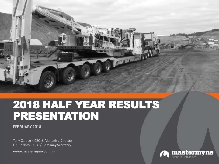 2018 half year results presentation