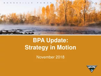 Strategy in Motion  November 2018  B  O  N  N  E  V  I  L  L  E  P  O  W  E  R  A  D  M  I  N  I  S