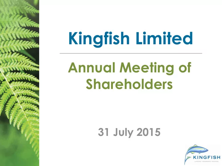 kingfish limited