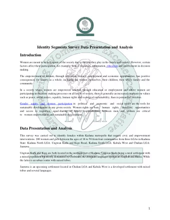 Identity Segments Survey Data Presentation and Analysis  Introduction  Women are meant to be key