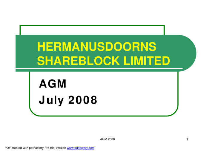 hermanusdoorns shareblock limited