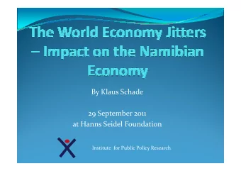 By Klaus Schade  29 September 2011  at Hanns Seidel Foundation  Institute  for Public Policy
